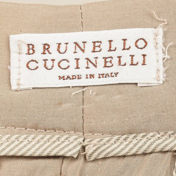 Brunello Cucinelli Taupe Silk Pleated Trousers - Picture 8 of 10